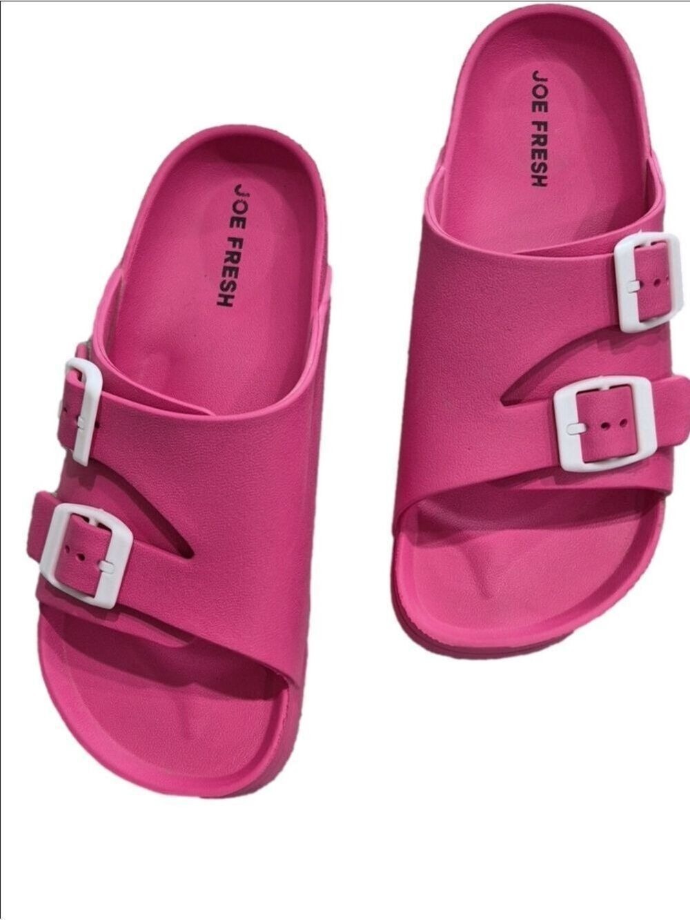 Joe Fresh Hot Pink Double Buckle Slide Sandals